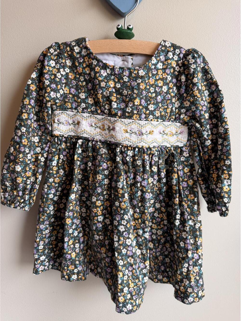 Bonnie Baby Ditsy Floral Smocked Dress 18 Months Long Sleeve